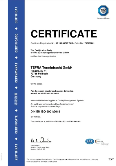 ISO Zertifikat Vorschau